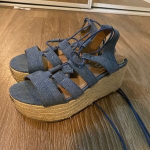 Steve Madden Platform Espadrilles Denim Sandals